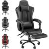 SUBTLETY Sedia da gioco ergonomica da gaming, girevole a 360°, sedia da ufficio, con poggiapiedi, braccioli e cuscino, regolabile in altezza, fino a 150 kg (nero)