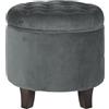 HomePop Kinfine Velvet Tufted Round, Contenitore con Coperchio Rimovibile, Vari Stili Moderno Dark Grey