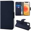 N NEWTOP Cover Compatibile con Apple iPhone 12 Mini, HQ Lateral Custodia Libro Flip Chiusura Magnetica Portafoglio Simil Pelle Stand (Blu)