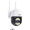 ZOSI 4MP Telecamera WiFi Esterna, Pan 355° e Tilt 140°, Visione notturna a Colori, Rilevamento AI di Persone e Veicoli, Audio bidirezionale, Faretti e Sirena, C289
