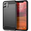 owlhold Cover per iPhone 11, Custodia Spazzolata e Fibra di Carbonio Morbido Silicone TPU Slim Fit Case, Antiurto, Antigraffio, Antiscivolo, Protezione Grado Militare, Nero
