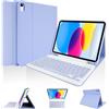 LAMA Custodia per Tastiera per iPad 10a Generazione 10,9 2022 (A2696/A2757/A2777), Custodia Protettiva Sottile con Custodia per Tastiera Bluetooth Wireless Staccabile e Portamatite per iPad 10a Viola