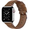 Fullmosa Cinturino Pelle per Apple Watch Cinturini 42mm(Serie10/11) 40mm 41mm 38mm, Cinturino di Ricambio Compatibile con iWatch SE3/2 Serie 11 10 9 8 7 6 5 4 3 2 1, Marrone Mou/Fibbia Argento