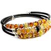 Generisch Bracciale in ambra baltica con corda di gomma, realizzato a mano, da donna, misura polso 16 cm - 19 cm, Medium, Gomma Pietra, Ambra