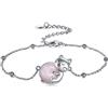 Vadmans Bracciale Gatto Cavigliera in Argento Sterling Con Quarzo Rosa Regali per Donne Amanti Dei Gatti