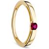 Orovi, anello in oro giallo 9 carati, con solitario e rubino e Oro giallo, 48 (15.3), cod. OR81048R48