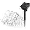 EMOS Catena luminosa a LED micro con pannello solare, 120 lampadine Nano LED bianco neutro, filo d'argento 12+3 m, per esterni, illuminazione resistente alle intemperie per momenti romantici,