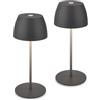 BRILONER - Set di 2 mini lampade da tavolo LED senza fili, IP44, con touch, dimmerabili, batteria e sorgente luminosa sostituibili, lampada da comodino, ricaricabile, 8x20 cm (DxH), antracite