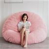 MAXYOYO Grande letto a sacco quadrato, grande divano con rivestimento in pelliccia sintetica e soffice imbottitura, per adulti, coppie, ospiti (rosa cord, 150 x 150 cm)