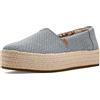 TOMS Women's Valencia Platform, Black Wide Width Canvas Fray, 41 EU