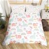 Homemissing Set di biancheria da letto per bambini, ragazzi e ragazze, motivo dinosauro rosa e verde, con simpatico motivo dinosauri, traspirante, per letto king size