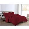 LIZZIE JACOBS Set di biancheria da letto con copripiumino in flanella di cotone spazzolato, tinta unita, completamente reversibile, con federe (rosso, super king)