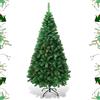 GYMAX Albero di Natale Realistico di 150 cm, 350 Rami Folti in PVC Ignifugo, Supporto in Ferro, Divisibile per Trasporto e Montaggio Facile, 4 Size Disponibili, Ideale per Interno ed Esterno, Verde