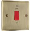 British General BG - Interruttore di controllo per fornello elettrico con indicatore di alimentazione LED, piastra singola, bipolare, metallo Nexus, ottone antico, 45A, NAB74