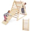 RELAX4LIFE Triangolo da Arrampicata con Scivolo per Bambini, Scala Pieghevole per Arrampicarsi in Legno, Triangolo Stabile, Giocatoli Montessori per Bambini 1+ Anni (Naturale)