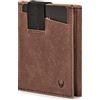 DONBOLSO Slim Portafoglio Uomo con Portamonete in Pelle - Protezione RFID, Custodia per 12 Carte - Portafoglio Minimalista Vintage Marrone - Ideale per Carta di Credito e Monete - 9 x 7 x 2 cm