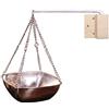 Generic Ciotola per aromi per sauna, da parete, per olio e sauna, in acciaio inox, con piastra in legno e catena, accessorio da appendere per sauna