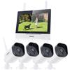ANNKE 3MP Kit Videosorveglianza WiFi Esterno con 7 Monitor, 4CH 5MP NVR con Touch Screen IPS e 4 Telecamere IP 3MP Esterni, Audio Bidirezionale, Rilevamento del Movimento, Scheda SD da 128GB, IP66