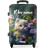 NoBoringSuitcases.com Valigia Bambini, Valigia Grande, Valigia Personalizzabile, Trolley Medio Rigido, Serratura TSA, Valigia Grande 23 kg (67 cm - 72 L) (Gattino tra i fiori - Multicolore)