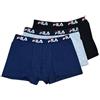 Fila Underwear Set 3 Boxer Uomo Puro Cotone Made in Italy Moda Egidio (XXL, Navy Grigio Nero)