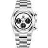TAYSHILEY Orologi da uomo al quarzo, in acciaio inox, impermeabili, cronografo, orologi da polso per uomini, orologi da polso di lusso per affari, sport, con data automatica, BY5204 Argento bianco