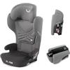 Nurse Spring Seggiolino auto i-Size, 100-150 cm, 4-12 anni, Isofix, sedia da viaggio, portatile, pieghevole, multiposizione, grigio