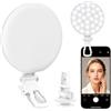 Anautin Luce ad anello a 60 LED, luce ricaricabile per selfie con clip anteriore e posteriore, luce portatile per telefono 2500-6500K, 3 modalità di illuminazione regolabile per iPhone, iPad, tablet,