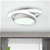 KUKAK Plafoniera LED,Lampada da Soffitto Moderna 32W 3000lm, Plafoniere Design Ovale,Lampadario acrilico bianca per Soggiorno Cucina Bagno Camera da Letto Corridoio,Luce Bianco Freddo 6000K,Diametro 27cm