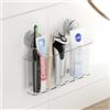 PAVSTINE Portaspazzolino a Ventosa Grande, Porta Spazzolino Elettrico Senza Foratura, Max 6KG Porta Spazzolini da Muro, Toothbrush Holder Rimovibile per Bagno, Cucina, Camera da Letto, Trasparente