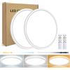 MJKOPEE 24W Plafoniera LED Soffitto Dimmerabile, Lampada da Soffitto con Telecomando 3000K-6500K Plafoniere Soffitto LED Moderna per Cucina,Bagno,Camera da letto,Soggiorno (Bianco, 2Pcs)