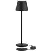 K-Bright mini Lampada LED Dimmerabile da tavolo in alluminio, H27.5cm，Ricaricabile Colore luce calda Per interni/esterni piccolo Lampada da tavolo con base di ricarica a contatto (nero)