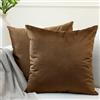 Encasa XO Encasa Homes Set 2 pezzi di coperture ammortizzanti in VELLUTO (40 x 40 cm), Caffè- semplici, resistenti, morbide e liscie, lavabili, a grandi quadrati decorativi, cuscino federa per divano, sofa