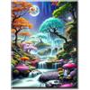 Yiminu.DS Diamond Painting Kit Completo 1 Pezzi, Diamanti Painting Kit 5D Adulti, Pittura Diamante Quadri Con Perline, 30Cm X 40Cm, Paesaggio cascata albero luna