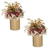 NUPTIO Piccolo Vaso Oro Centrotavola: 2 Pezzi 13cm Vasi di Fiori in Metallo Matrimonio Pianta Vintage Vaso per Natale Compleanno Festa Soggiorno Balcone Decorazioni