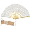 iZoeL Ventaglio Giapponese Matrimonio con Ricamo Pizzo, Pieghevole per Danza, Borsa Ricamata, Bomboniere, Decorazioni, Accessori
