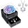 Sunia Festa della Mamma Idee Regalo, Vera Rosa Eterna con Collana Argento 925 Donna con e Orecchini, Rosa Stabilizzata Vera, Idee Regalo Donna, Regalo Mamma Compleanno, Regalo Festa della Mamma