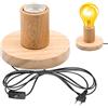 GBKDQQ Lampada da Scrivania E27 con Interruttore, Lampada da Tavolo in Legno e Plastica, Base in Legno EU-Plug, Perfetta per Camera da Letto, Soggiorno, Ufficio