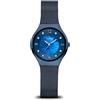 BERING Solar 14427-393 Orologio da polso da donna, cassa in acciaio inossidabile blu da 27 mm e quadrante blu, cinturino in maglia milanese, vetro zaffiro, 5 ATM
