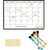 SOTO BLANCO SB® Lavagnetta Magnetica da Frigo A4 30x21cm + 4 Pennarelli Premium + 55 Stikers Emogi | Lavagna Calendario Mensile Magnetico per annotare tutti gli eventi importanti e aiutarsi nello studio