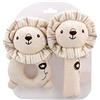 Anguxer Rattle Campana Bastone con Giocattolo Sonaglio Neonati, Rafforza Le capacità Motorie e Sensoriali, Giocattoli per per Bambini di 3 + Mesi (Leone)
