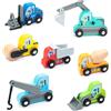 UMU® Set da gioco per veicoli da costruzione in legno, compatibile con set ferroviario Brio World e altre marche, giocattolo contiene escavatore, gru, rullo e altro, set da 8 pezzi per bambini dai 3,