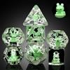DNDND Set di dadi in resina poliedrica Frog D&D, DNDND 7 dadi con sacchetto di velluto per giochi di ruolo e giochi da tavolo DND Dungeons & Dragons (Set di dadi Frog DND)