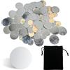 MEMOFYND 100 Piastre Metalliche Con 1 Custodia Nera In Acciaio Inox Autoadesive Per Magneti Base Adesiva Supporto Del Giochi E Giocattoli Da Collezione Statuette Repliche Busti