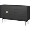 Selsey Armadietto a 2 ante, 4 cassetti, push-to open, 154 cm, colore nero