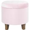 HomePop Home Decor | Upholstered Round Velvet Tufted Foot Rest Pouf | Ottoman with Storage for Living Room & Bedroom | Decorative Home Furniture, Pink Blush