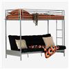 MEUBLE COSY Letto a Castello 90x190 cm con Divano Trasformabile e Futon e Rete a Doghe in Metallo, Stile Industriale, Letti per Camerette, Bambini, Adulti, Casa, Grigio