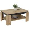 Hela Tische, Tim - Tavolino da divano, materiale a base di legno rivestito in melammina, bordo colorato, Artisan/nero, grande ripiano, 90 x 60 x 41 cm