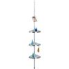 WENKO Angoliera telescopica per la doccia Premium - 3 ripiani, 2 ganci e specchio, Alluminio, 27.5 x 70-260 x 20 cm, Satinato