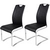 Hela Tische, Tabea - Set di 2 sedie cantilever in similpelle, colore nero/bianco, foro di impugnatura, struttura in metallo cromato, 43 x 61 x 99 cm