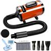 Xapigo Asciugacapelli Professionale per Cani, a Basso Rumore, Temperatura Regolabile, Asciugatura Rapida con Doppia velocità, Strumento Leggero e Portatile per toelettatura (Orange-LED)